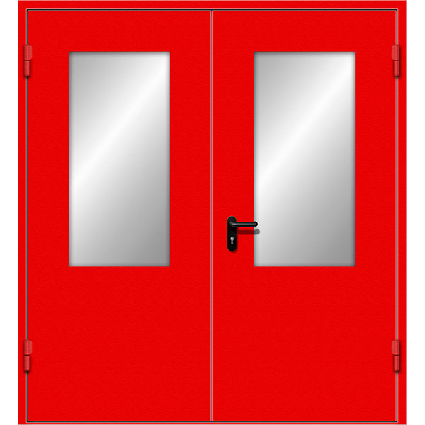 Двупольная противопожарная дверь с остеклением более 25% ДПМ-14
