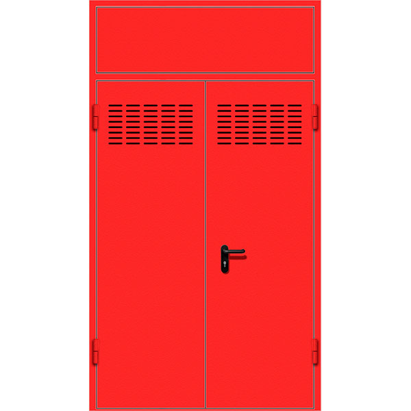 Двупольная противопожарная дверь с фрамугой с вентиляцией ДПМ-16