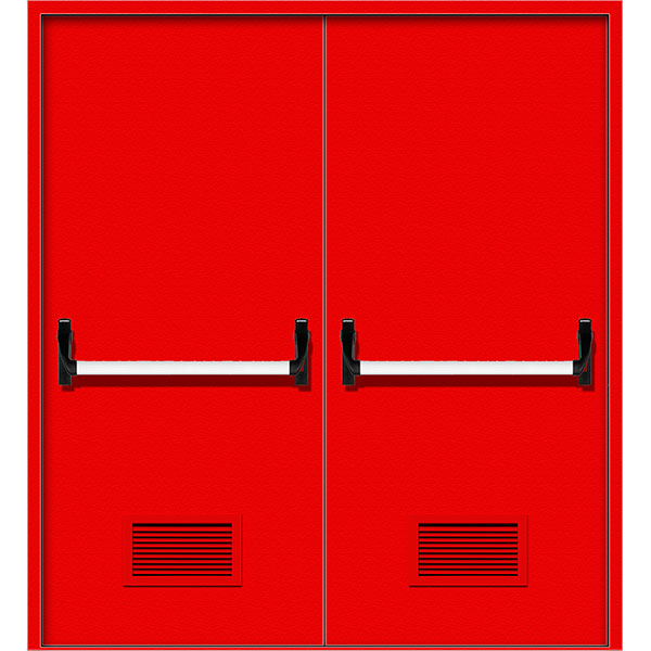Двупольная противопожарная дверь с антипаникой и вентиляцией ДПМ-3
